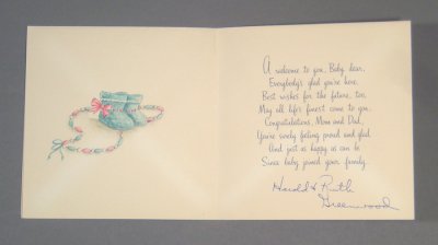 画像1: "To the Happy Family" PINK RIBBON BABY CARD