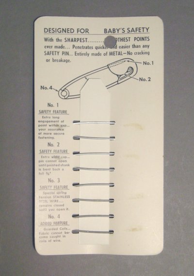 画像2: 1940-50's "Baby-Safe" Colored Head Diaper Pins 3シートset 【DEAD-STOCK】