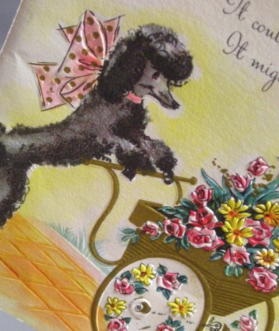画像1: "FLOWER CART POODLE" BIRTHDAY CARD