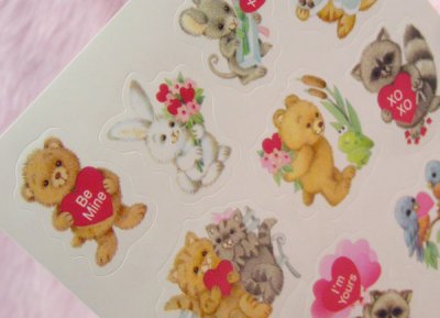 画像2: Vintage "Animal Valentine's" Sticker Sheet 