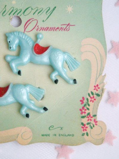 画像1: 1950's "Blue Ponies" Pair Hair Barrette【台紙付きDEAD-STOCK♡】