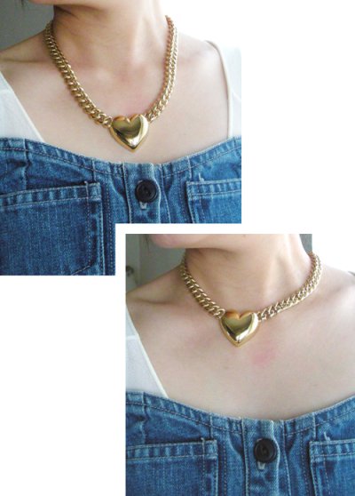 画像3: 1980's AVON "BIG HEART" Chain Necklace Choker 【箱付きDEAD-STOCK♡】