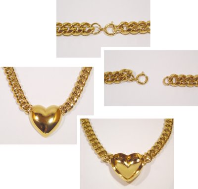 画像2: 1980's AVON "BIG HEART" Chain Necklace Choker 【箱付きDEAD-STOCK♡】