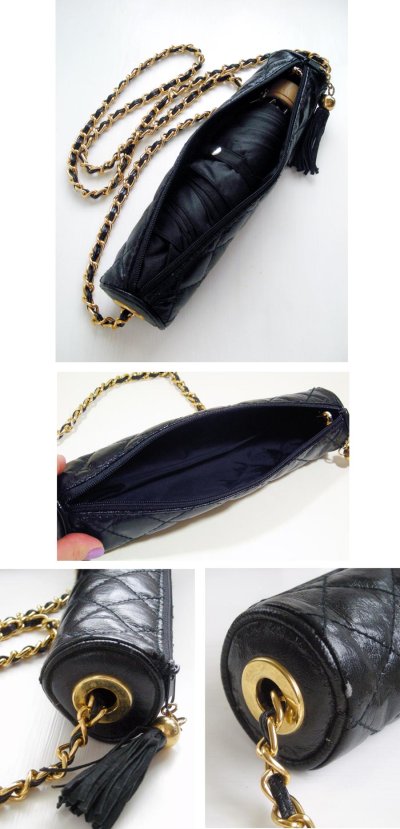 画像2: 1980's "BLACK×GOLD"  Quilted Tube Bag with Tassel  -ヴィンテージ チェーンバッグ-