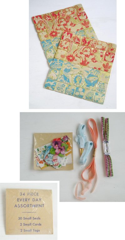 画像2: Vintage Wrapping Papers,Seals,Tags and Ribbons ♡ラッピングセット♡