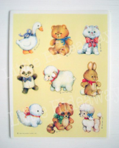 画像1: 1980's Hallmark "STUFFED ANIMALS" Sticker Sheet 