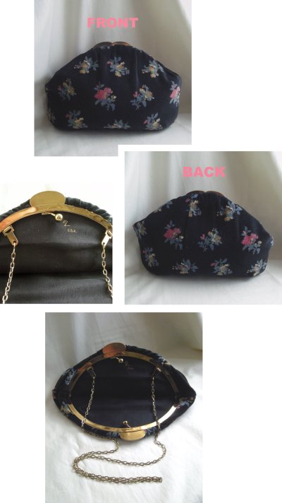 画像1: 1950's "Harry Levine" Velvet Floral Clutch & Shoulder Bag