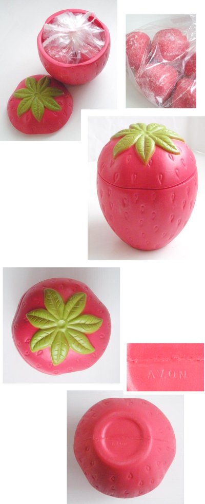 画像1: 1970's AVON "STRAWBERRY" Fragranced  Mini Soaps & Decanter【箱付きDEAD-STOCK♡】