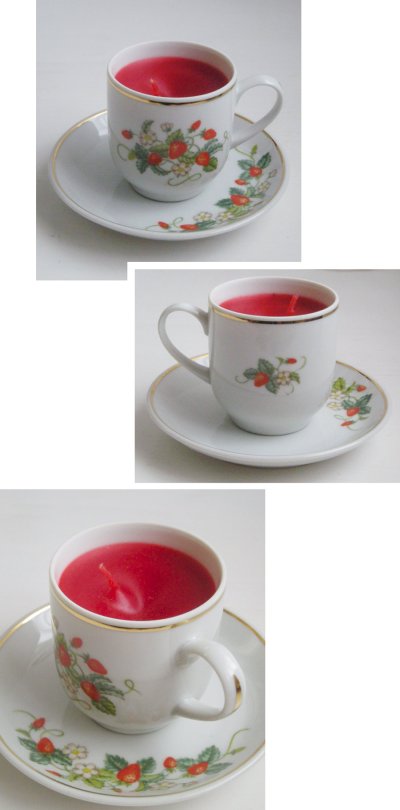 画像1: 1970's AVON "Strawberry Porcelain Tea Cup & Saucer" Vintage Candle  -ヴィンテージ キャンドル-   【箱付きDEAD-STOCK♡】