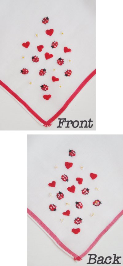 画像2: Vintage "Heart, Daisy & Ladybug" Ladies Hankie