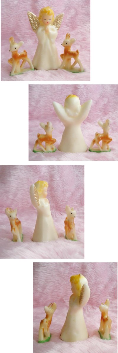 画像2: 1950's VINTAGE GURLEY "Angel & Bambi" Candles（3点set）