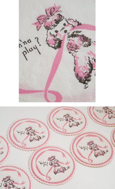 画像2: 1950-60's 【A Pakay Creation】 "PINK POODLE" Paper Napkins & Coasters Set