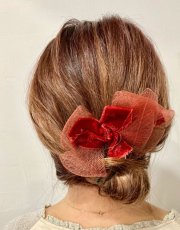 画像6: 1950's Vintage   "VELVET RED BOW & TULLE"  Head Piece Comb【バラ売り】 コーム付ヘアアクセサリー (6)