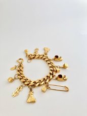 画像1: Vintage "BABY & MONEY"  Charm Bracelet with Original Box  -ゴールドチェーンブレスレット- (1)
