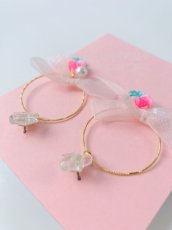 画像5: 【Little Hideaway】 Vintage Cabochon  "ROSE" Parts   -星・リボン・パール フープピアス- (5)