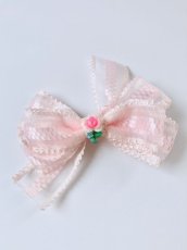 画像2:  【Little Hideaway】 Vintage Bow & Cabochon  "ROSE" Parts   -リボンバレッタ- (2)