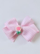 画像2: 【Little Hideaway】 Vintage Bow & Cabochon  "ROSE" Parts   -リボンバレッタ- (2)