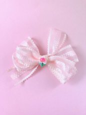 画像1:  【Little Hideaway】 Vintage Bow & Cabochon  "ROSE" Parts   -リボンバレッタ- (1)