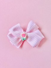 画像1: 【Little Hideaway】 Vintage Bow & Cabochon  "ROSE" Parts   -リボンバレッタ- (1)