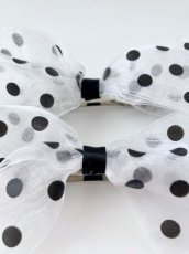 画像4:  【Little Hideaway】 Organdy Bow   "POLKA DOTS"   -リボンバレッタ- (4)