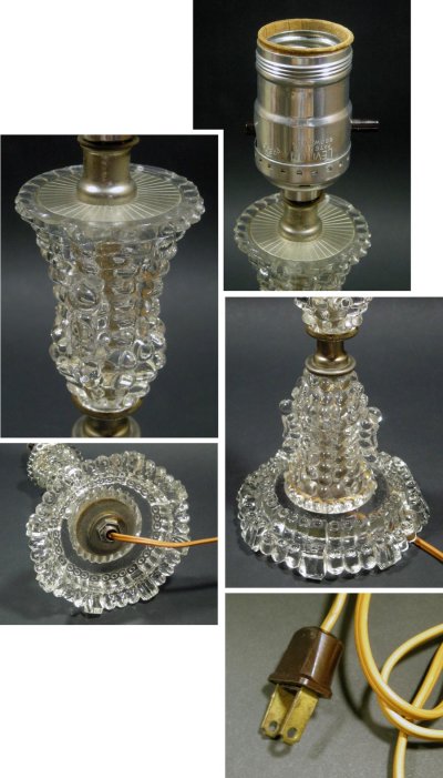 画像2: "Frilly Dot Shade" Hobnail Glass Lamp 1