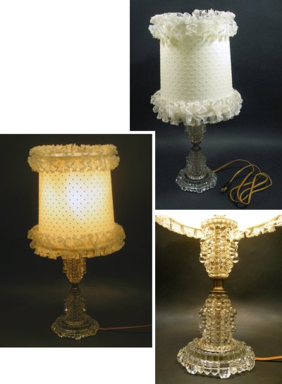 画像1: "Frilly Dot Shade" Hobnail Glass Lamp 1