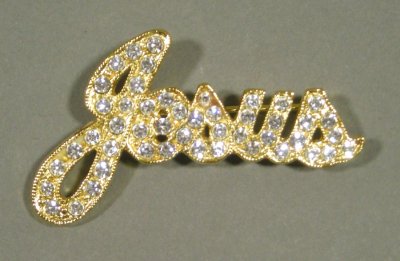 画像1: "Jesus" Rhinestones Brooch