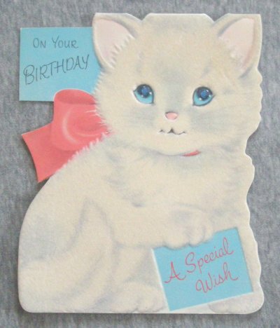 画像1: "ON YOUR BIRTHDAY" Blue eyes KITTEN CARD