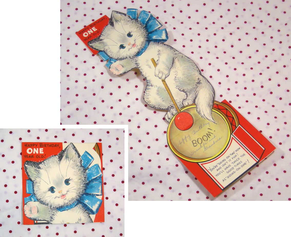 画像1: "HAPPY BIRTHDAY,ONE YEAR OLD" KITTEN CARD (1)